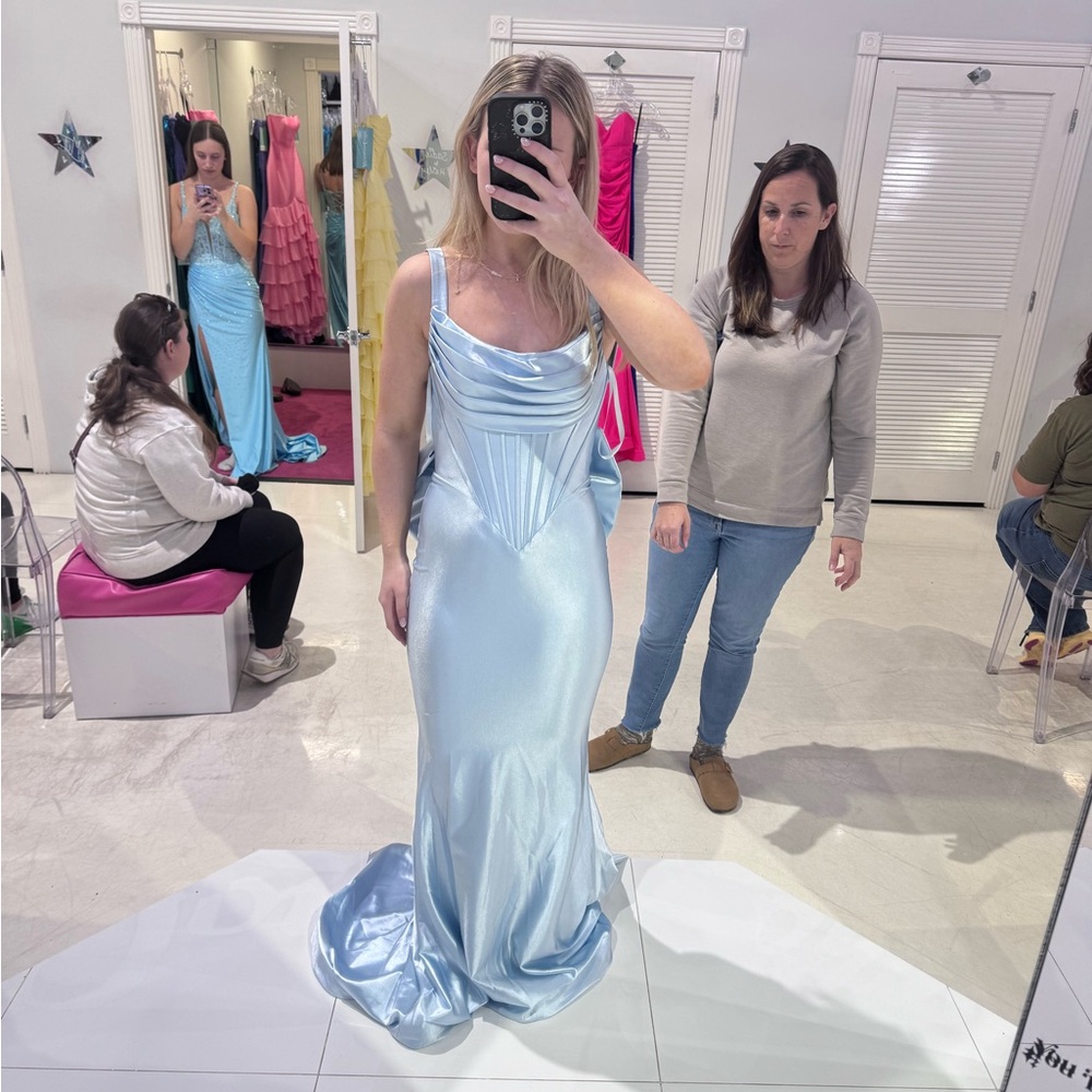 Blue bow back Jovani Dress